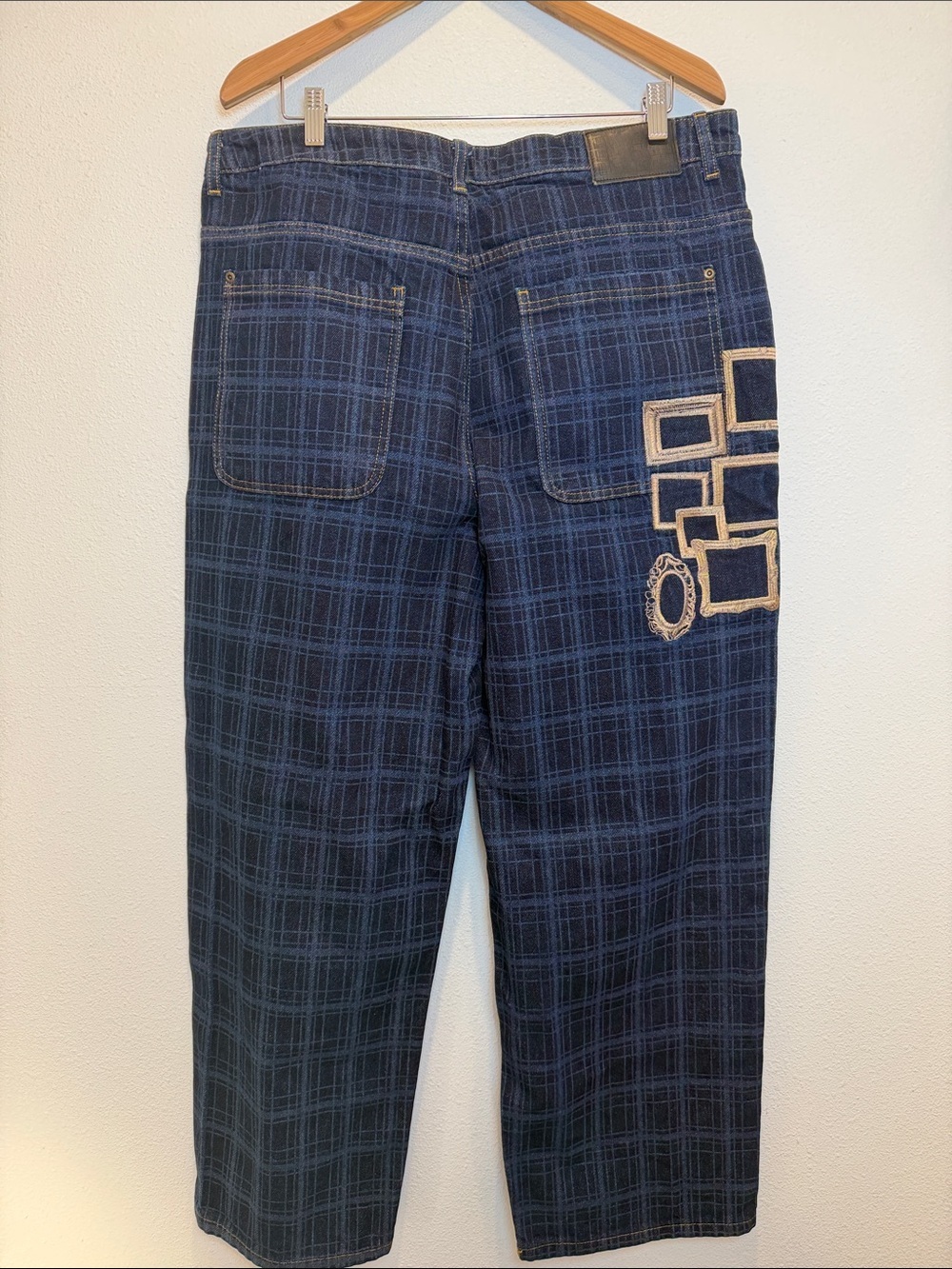 derSchutze “Gallery” laser Printed Baggy Denim Y2K Wide Leg Jeans Size 36 NWOT - Picture 2 of 6
